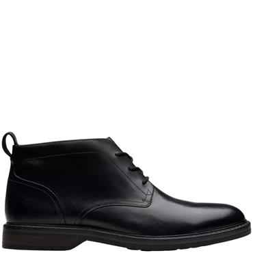 CLARKS MENS LACE ANKLE BOOT - BLACK LEATHER